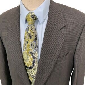 Mani Giorgio Armani Mens 40L Brown Gray Micro Check Corporate Italian Luxe Wool